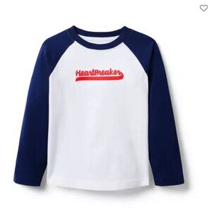 Janie and Jack Boys Heartbreaker Raglan Baseball Tee – White – Size 4